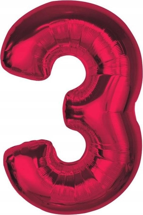 GoDan Balon foliowy cyfra 3 czerwona Smart 92cm