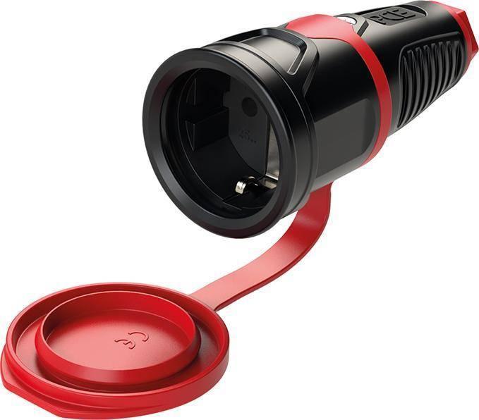 PCE Gniazdo przenośne gumowe z zatyczką 16A 2P+Z SCHUKO 230V VDE IP54 /pełna guma/ TAURUS2 2521-sr