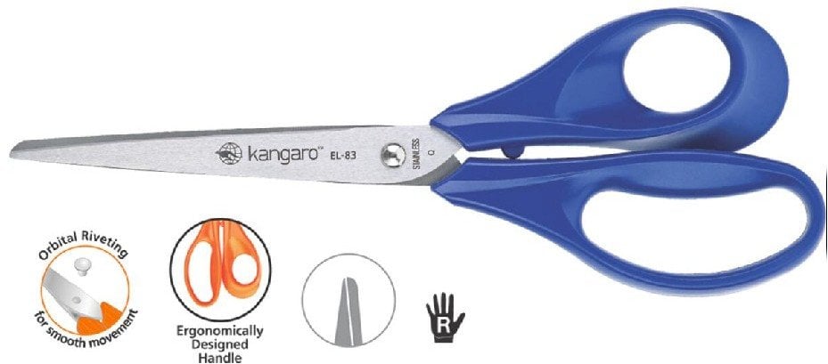 Nożyczki biurowe KANGARO, 21 cm, dla praworęcznych, blister, mix kolorów