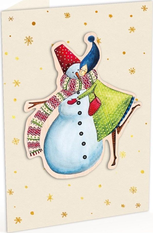 Cozywood Karnet C6 naklejany + kop. Święta Kob z bałwanem