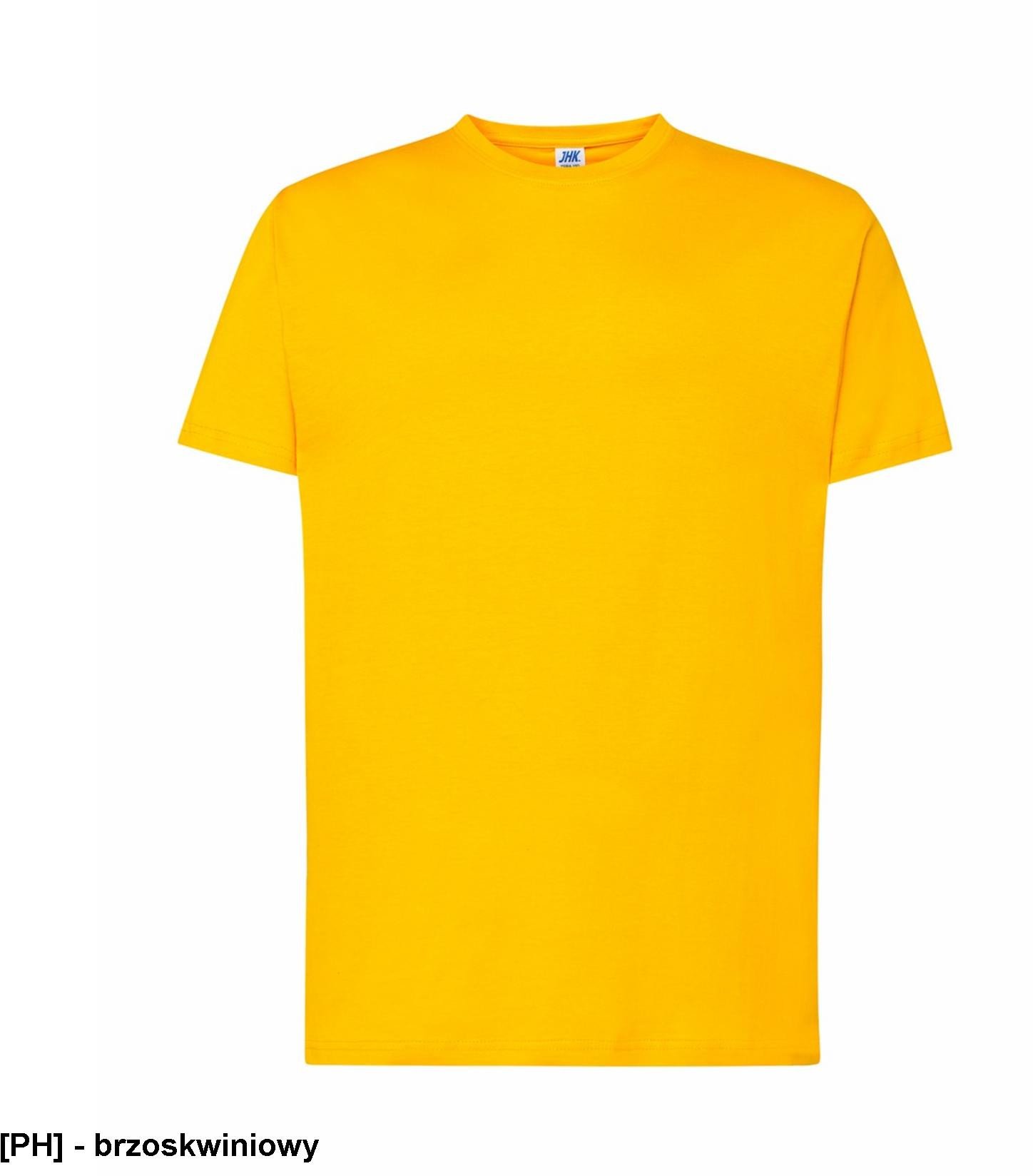 T-shirt JHK TSRA 150 - męski z krótkim rękawem wzmocniony lycrą ściągacz, 100% bawełna, 155-160g - brzoskwiniowy 2XL