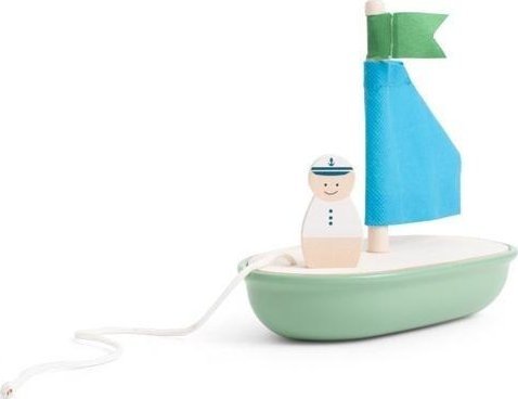 Łódka z kapitanem drewniana