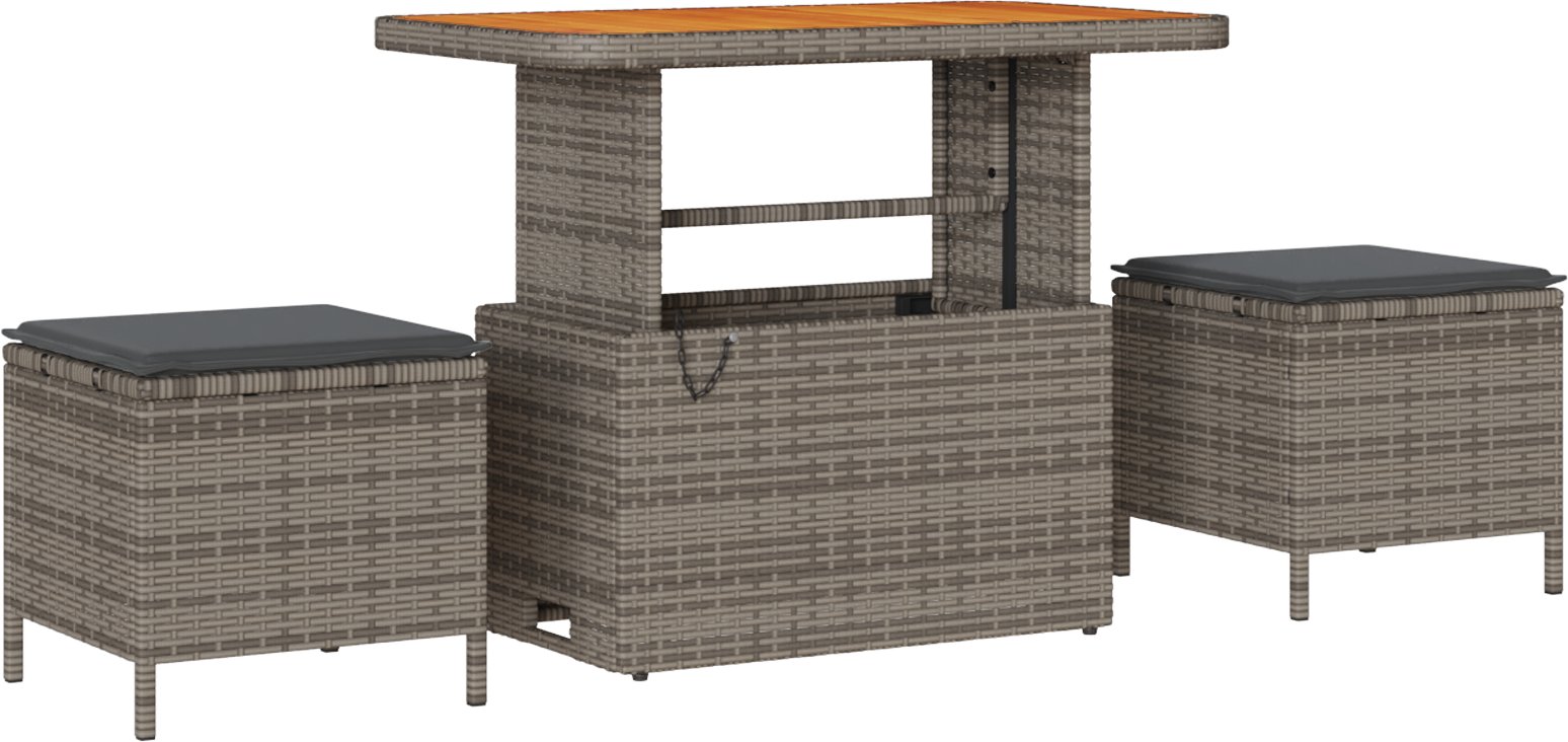 vidaXL Zestaw Sof Ogrodowych 8-częściowy z Poduszkami Szary Poli Rattan Akacja