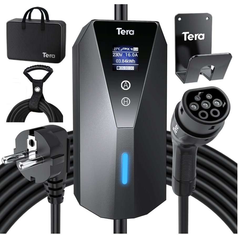 Tera EV Ładowarka samochodowa Typ 2 kabel 7m 3,68 kW 16 A Schuko