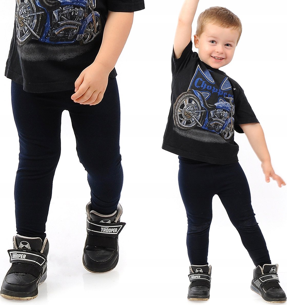 Getry chłopięce Długie legginsy Spodnie Granatowe 104