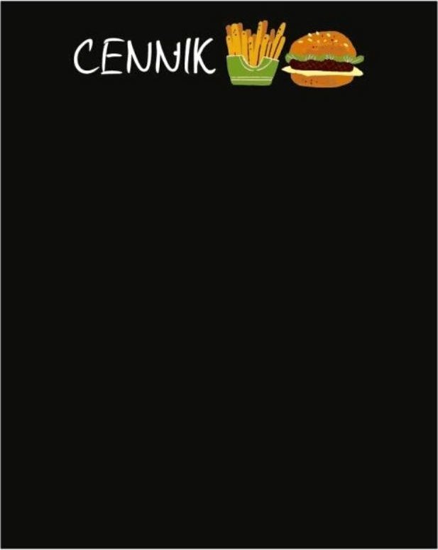 StudioCen Cennik kredowy na fastfood 49,5x39,5cm