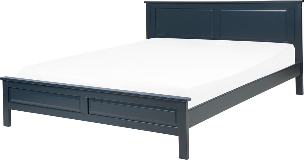 Beliani Łóżko drewniane 160 x 200 cm niebieskie OLIVET