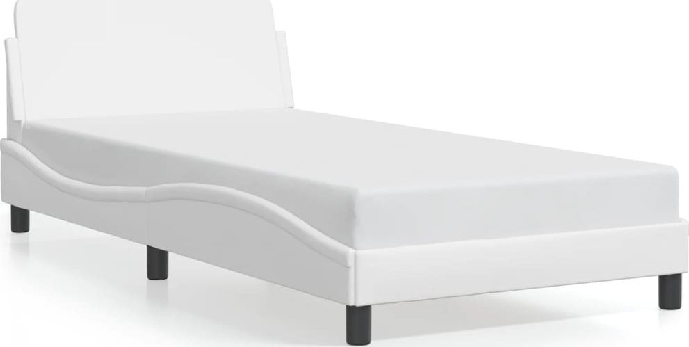 vidaXL Rama łóżka z zagłówkiem, biała, 100x200 cm, sztuczna skóra
