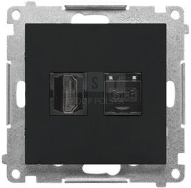 TGHRJ45.01/149 Simon 55 Gniazdo HDMI + RJ45 kat.6. (moduł) Czarny mat TGHRJ45.01/149