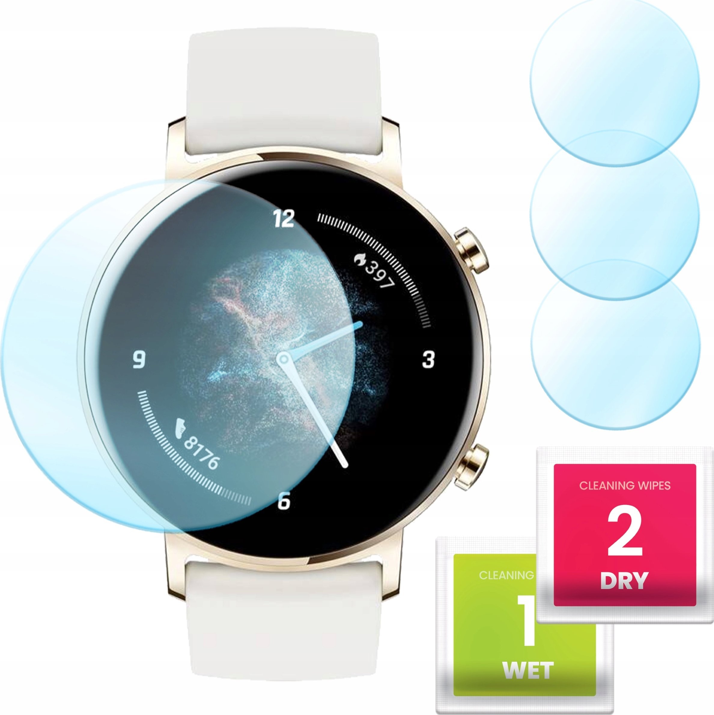 Hello Case 3-PAK Szkło Hybrydowe do Huawei Watch GT 2 (42 mm) (Szkiełko, Ochronne)