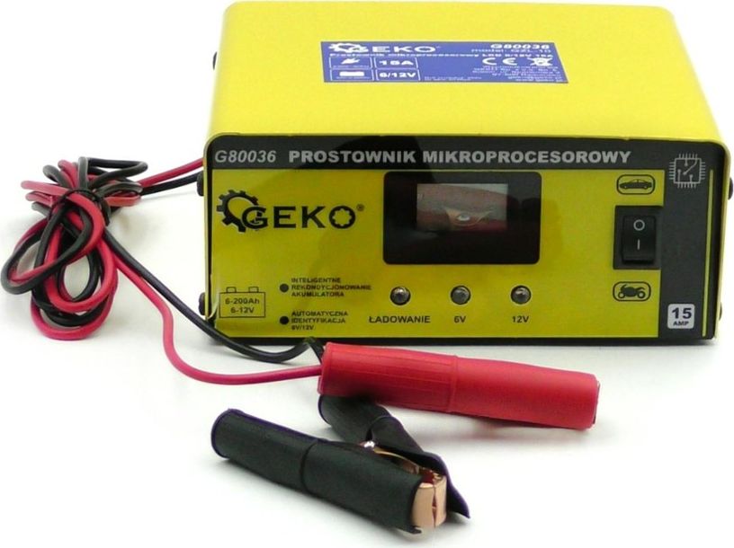 Geko Prostownik mikroprocesorowy LCD 6/12V 15A (1/28) G80036