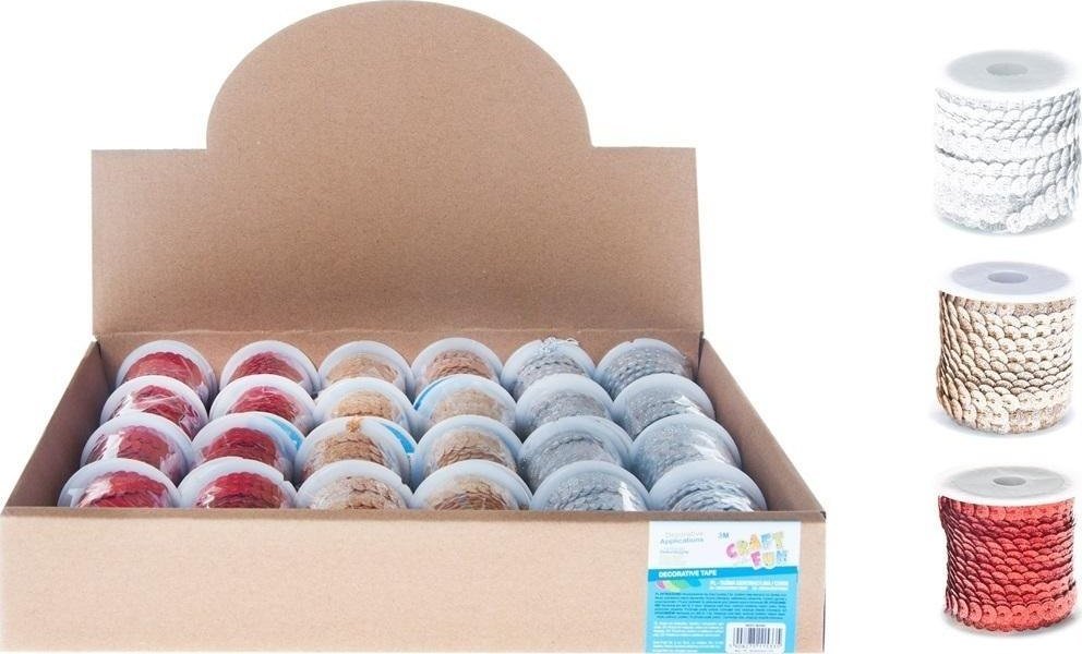 Craft with Fun CF OZDOBA DEK TASMA CEKIN 3M MIX SZPUL DIS24/576