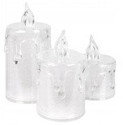 ZESTAW 3 ŚWIEC DEKORACYJNYCH ZDOBIONYCH LED CIEPŁY BIAŁY