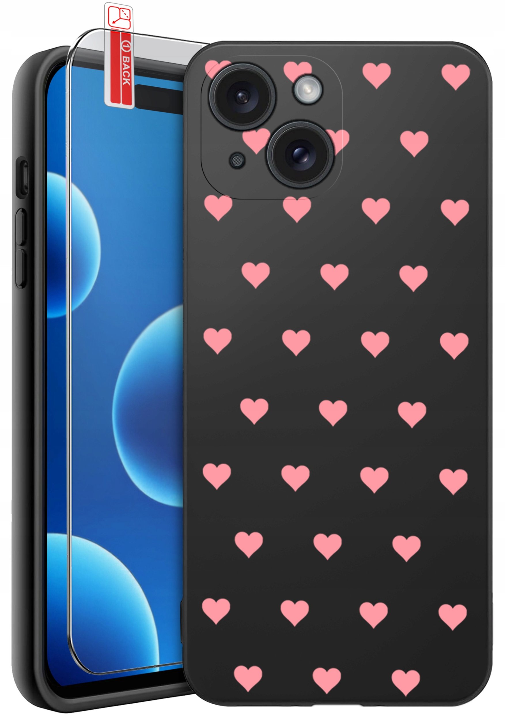 ETUI do iPhone 15 | WZORY | SILIKONOWE MATT CASE + SZKŁO 9H