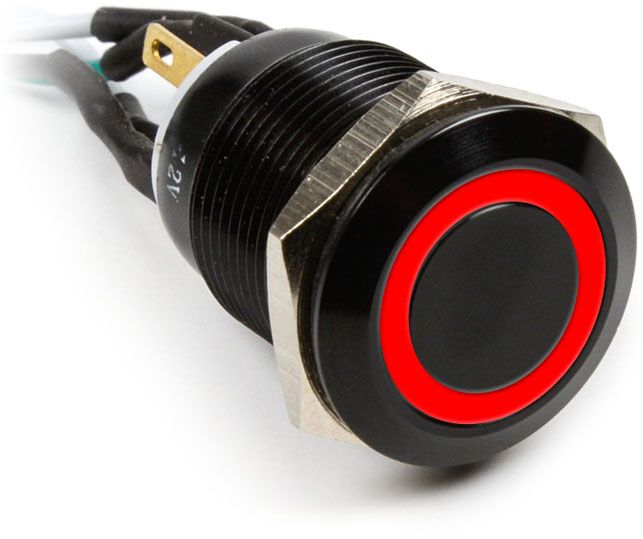 Impactics Przycisk Power do komputera 19mm, IP65, czerwony LED (LAN_22_IP65_ALB_RO_1)