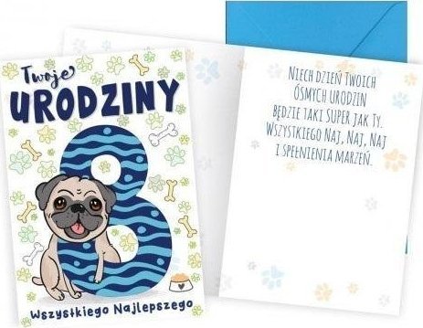 KUKARTKA Karnet B6 Urodziny 8 piesek
