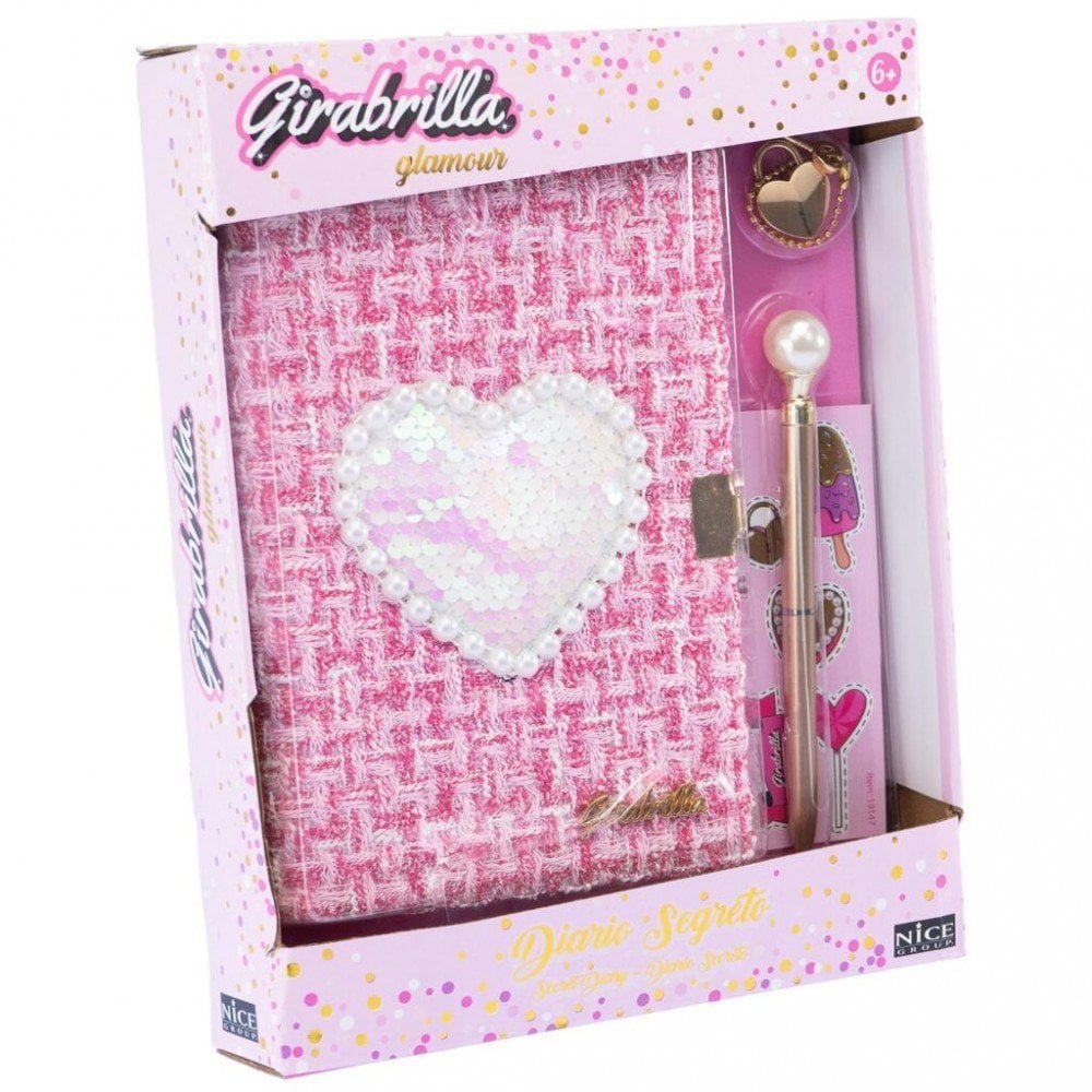 Nice Pamiętnik tweedowy z cekinowym serduszkiem