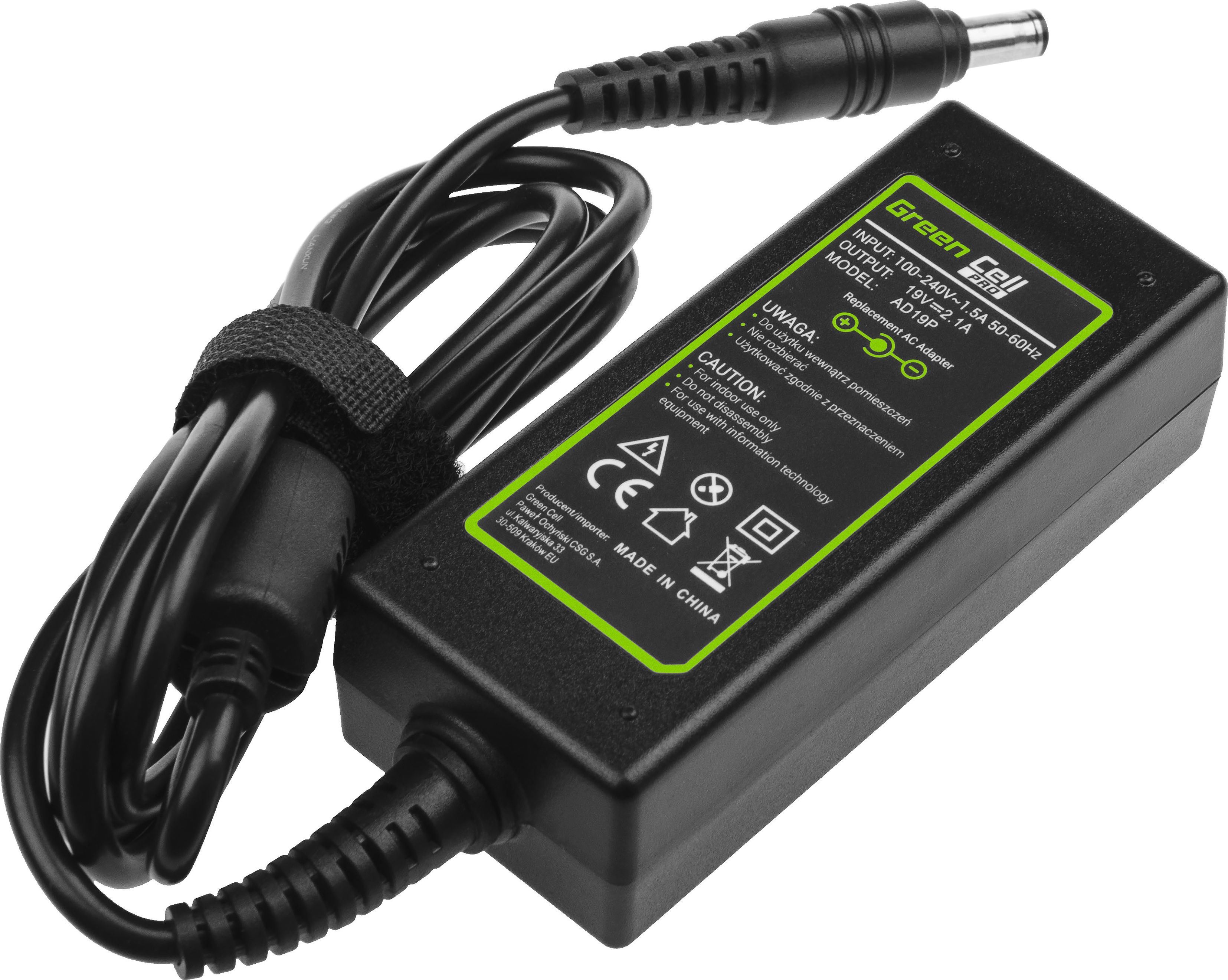 Zasilacz do laptopa Green Cell 40 W, 3 mm, 2.1 A, 19 V (AD19P)