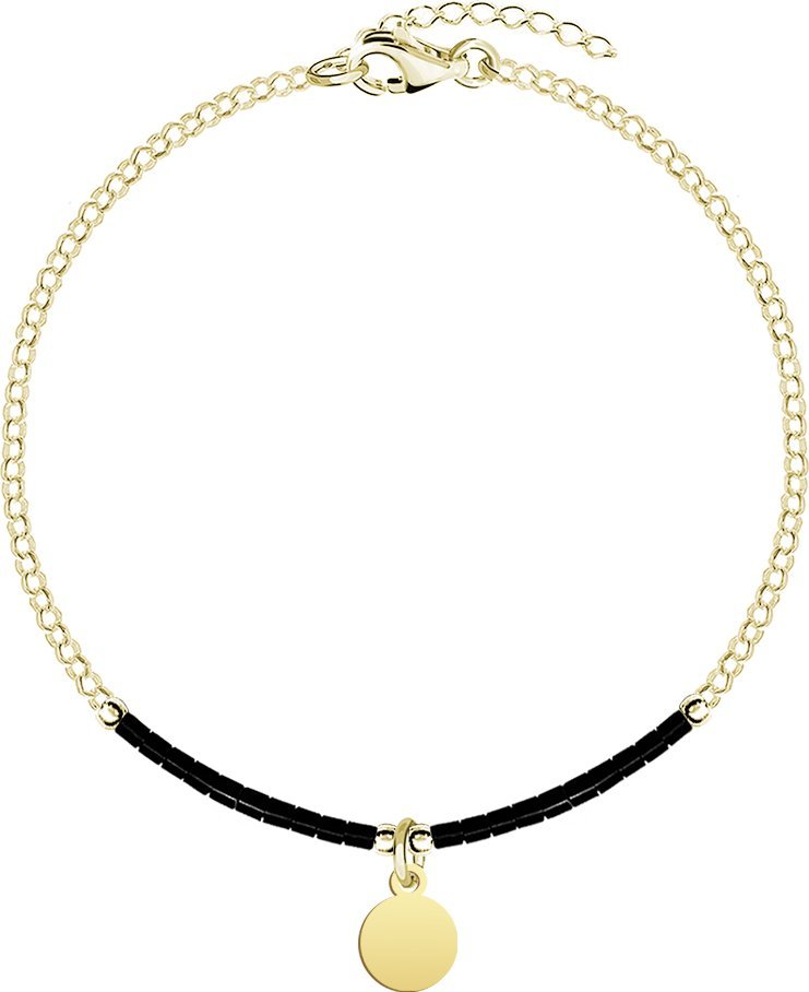 MEJK Jewellery Bransoletka Pozłacana z blaszką i koralikami