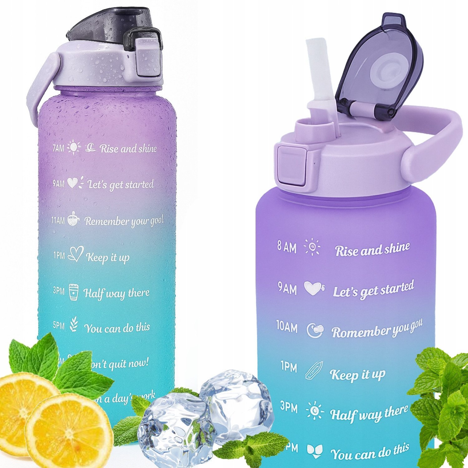 BUTELKA SPORTOWA / MOTYWACYJNA BIDON REFILL FIOLETOWO-NIEBIESKI 2000ml