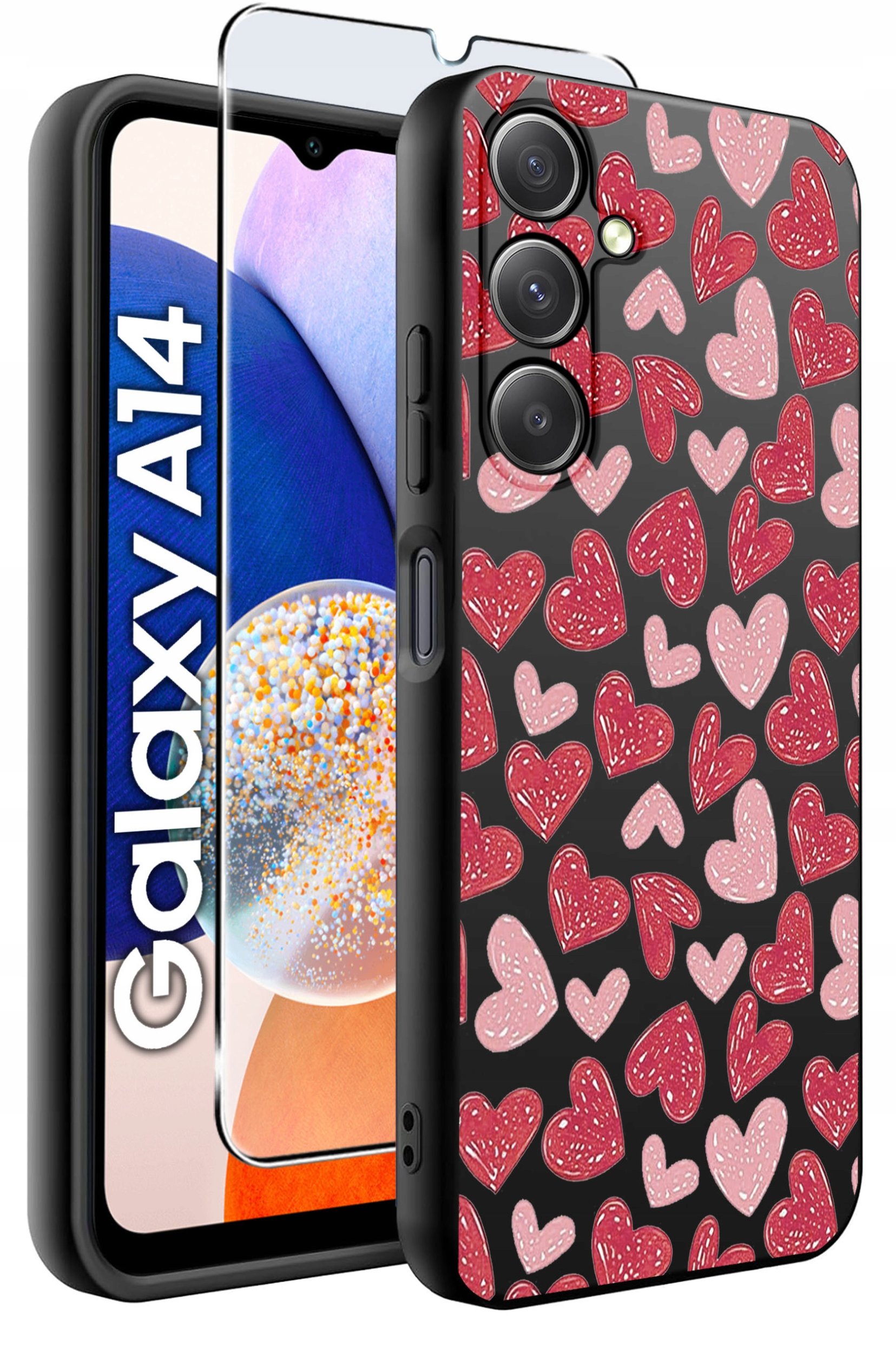 ETUI do Samsung A14 5G WZORY | SILIKONOWE MATT CASE + SZKŁO HARTOWANE 9H