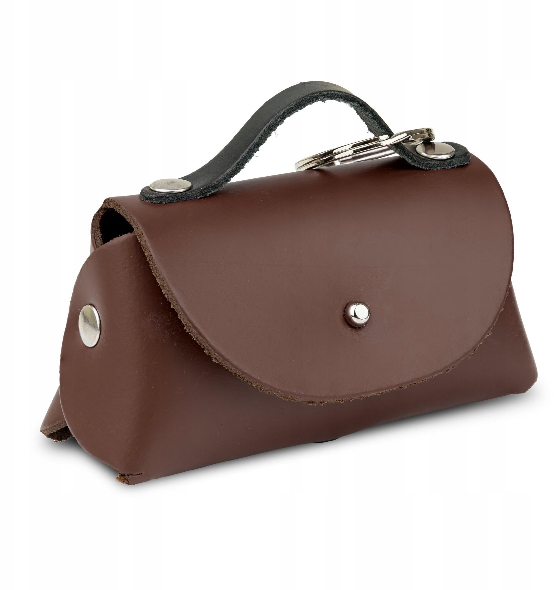 Torebka skórzana do woreczków na odchody, brązowa