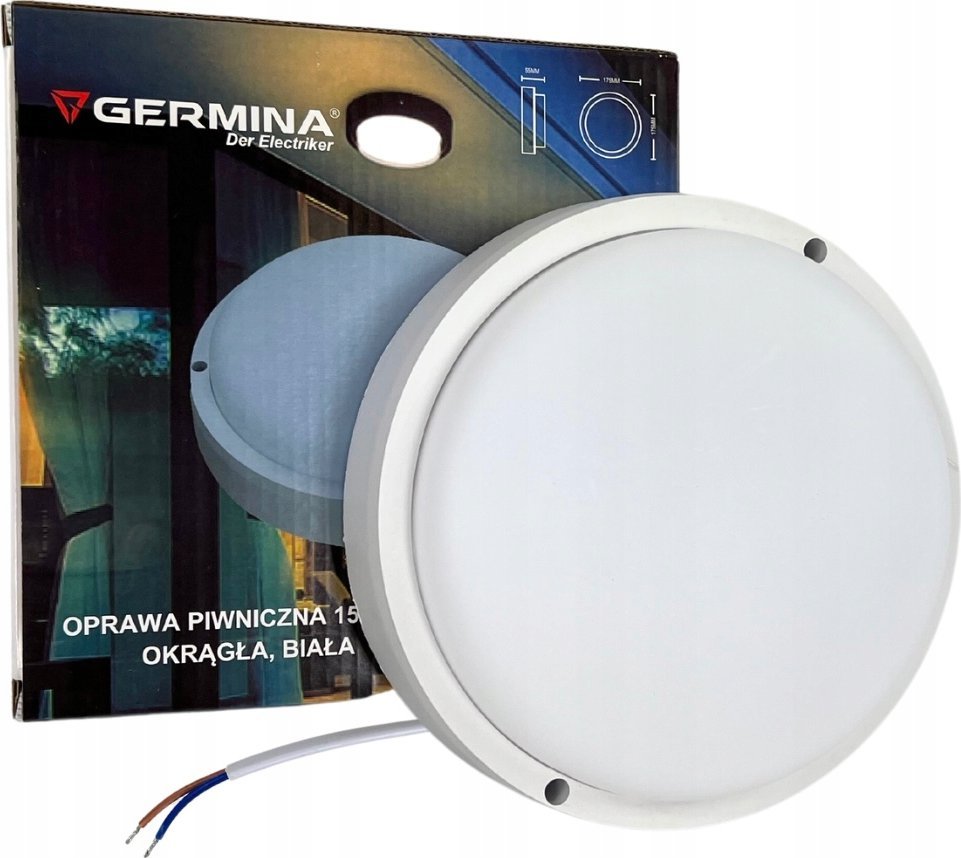 Germina Oprawa piwniczna LED, 15 W, 1250 lm, 4000 K, IP54, okrągła, czarna, GERMINA