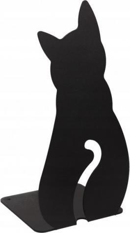 Gamet Podpórka do książek na regał stalowa kot 18 cm czarny