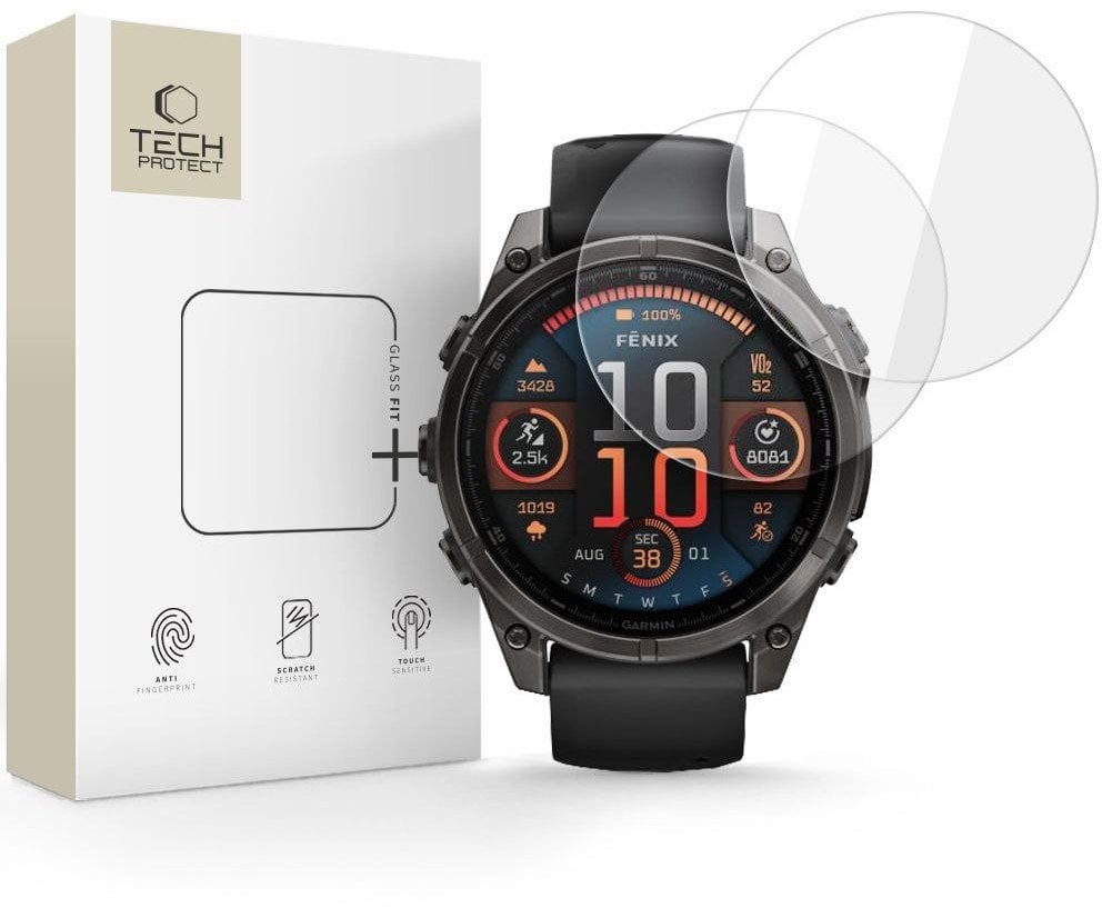 SZKŁO HARTOWANE TECH-PROTECT GLASS FIT+ 2-PACK GARMIN FENIX 8 (47 MM) CLEAR