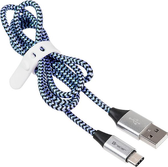Kabel USB Tracer USB-A - USB-C 1 m Niebieski (TRAKBK46266)