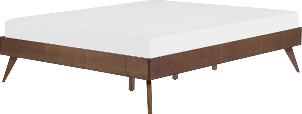 Beliani Łóżko drewniane 140 x 200 cm ciemne BERRIC