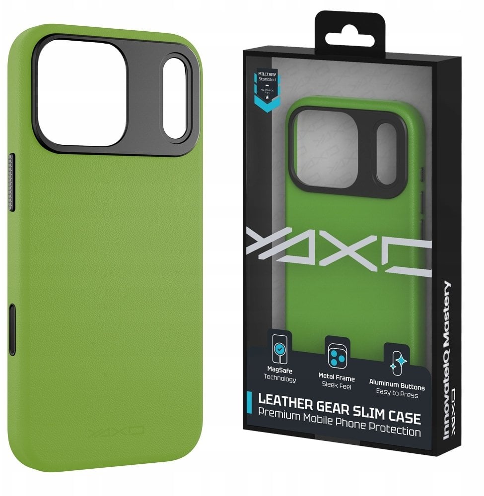 Yaxo Etui na telefon Leather Gear Slim Case MagSafe iPhone 17 Pro Tropic Green