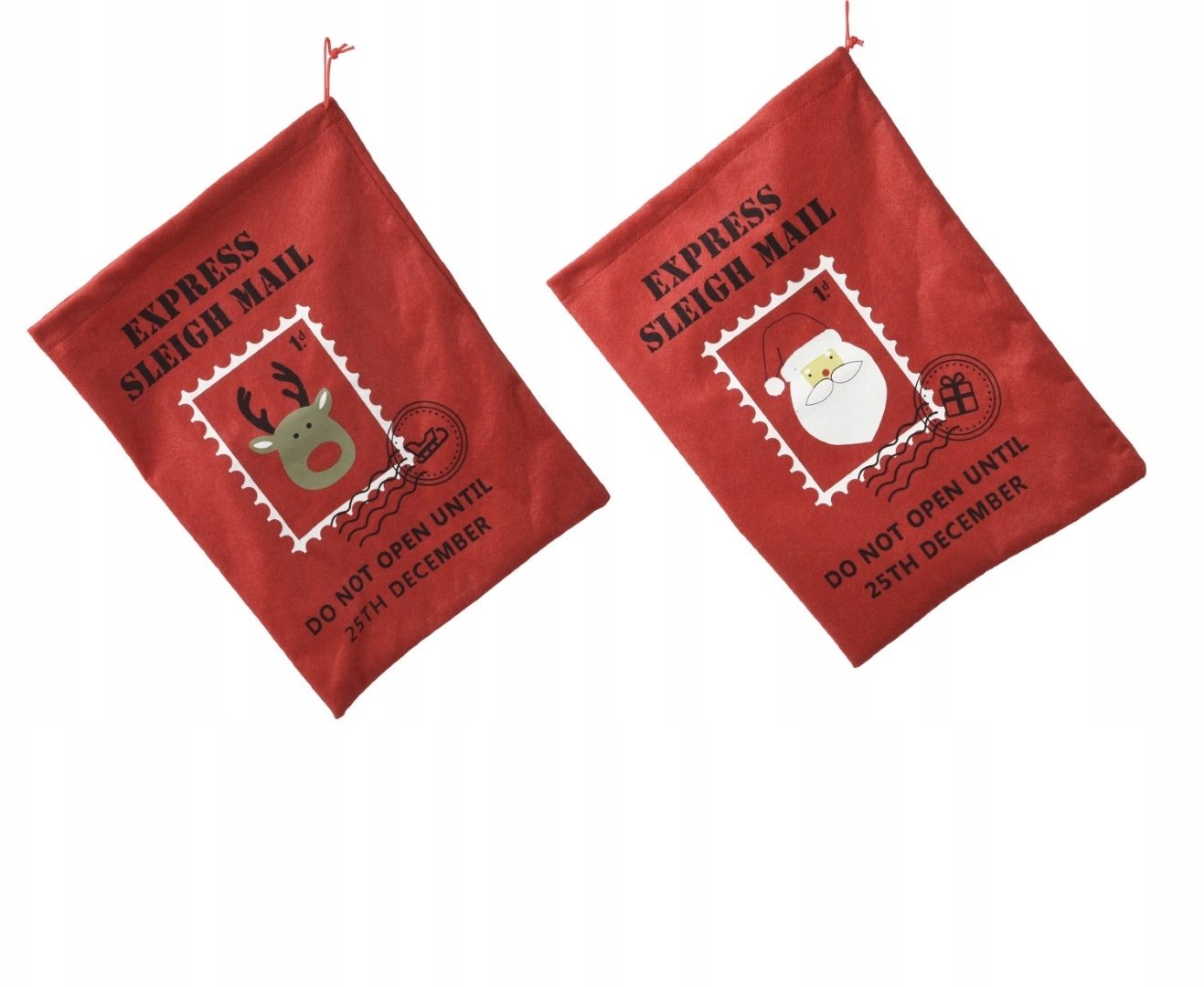 Worek na prezenty poliestrowy czerwony Święty Mikołaj 30x40cm 1szt