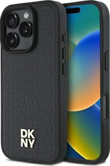 DKNY DKNY DKHMP16LPSHRPSK iPhone 16 Pro 6.3" hardcase czarny/black Repeat Pattern Stack Logo MagSafe