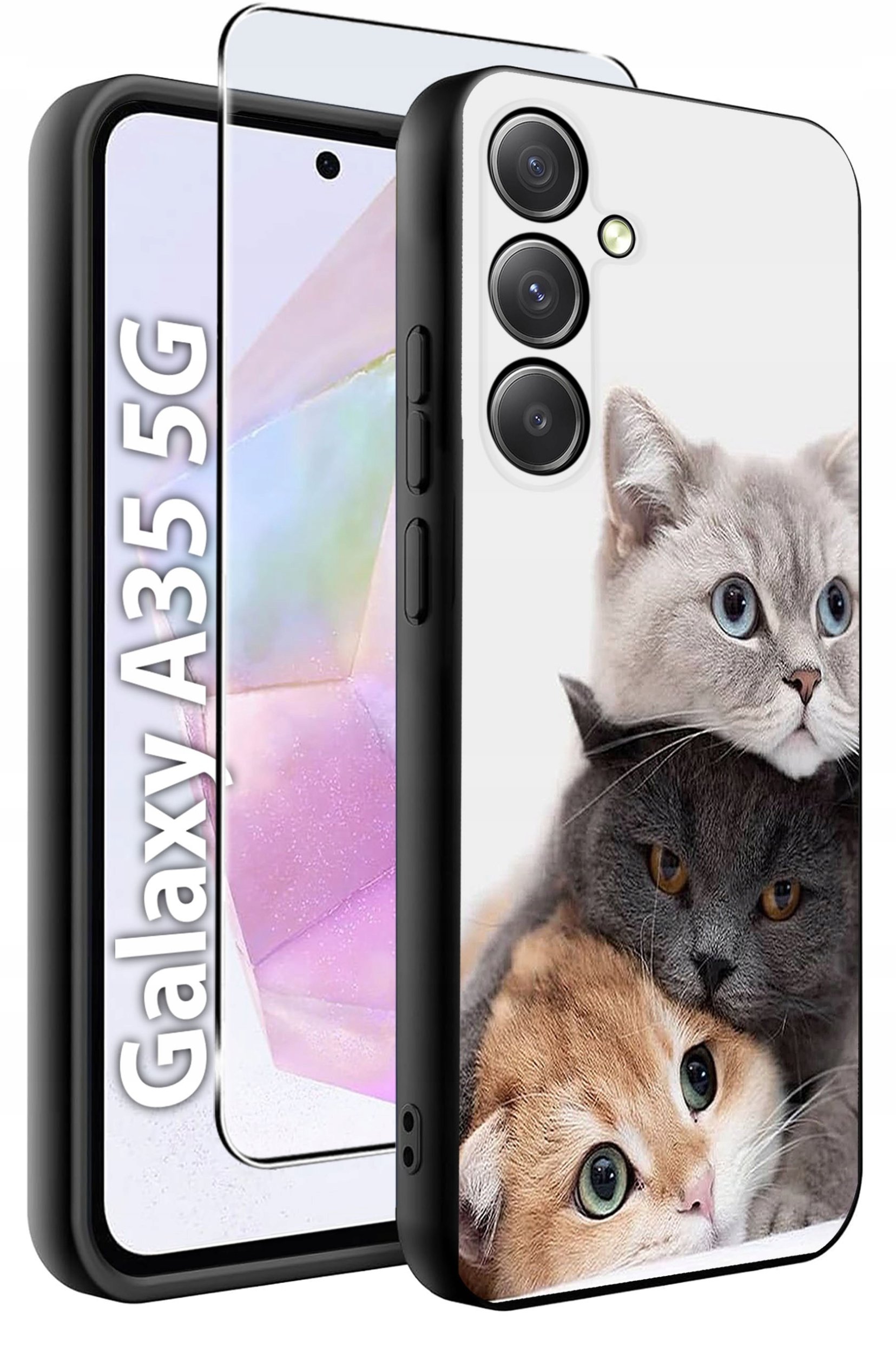 ETUI do Samsung A35 5G WZORY | SILIKONOWE MATT CASE + SZKŁO HARTOWANE 9H