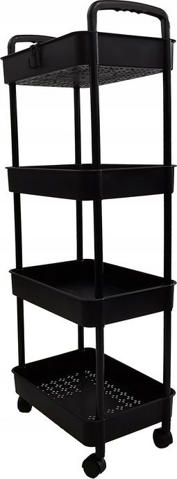 kontrast Wózek regał na kółkach plastikowy kuchnia łazienka 4 półki 100cm czarny