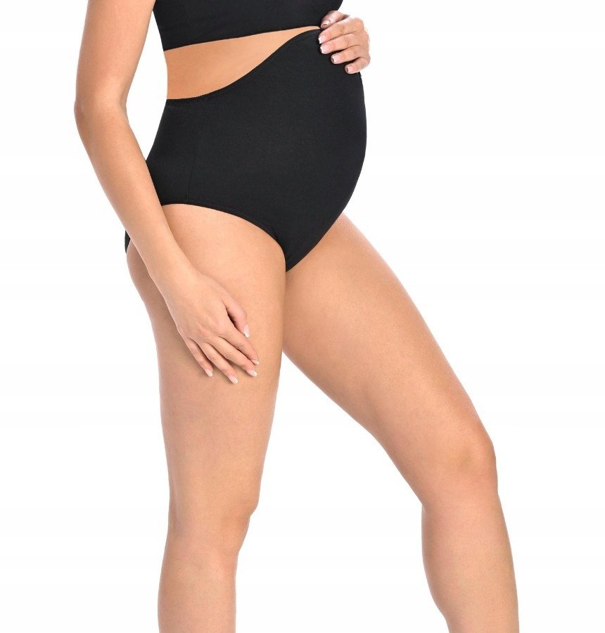 Majtki ciążowe bawełniane figi maxi Iris czarne Czarny XXL