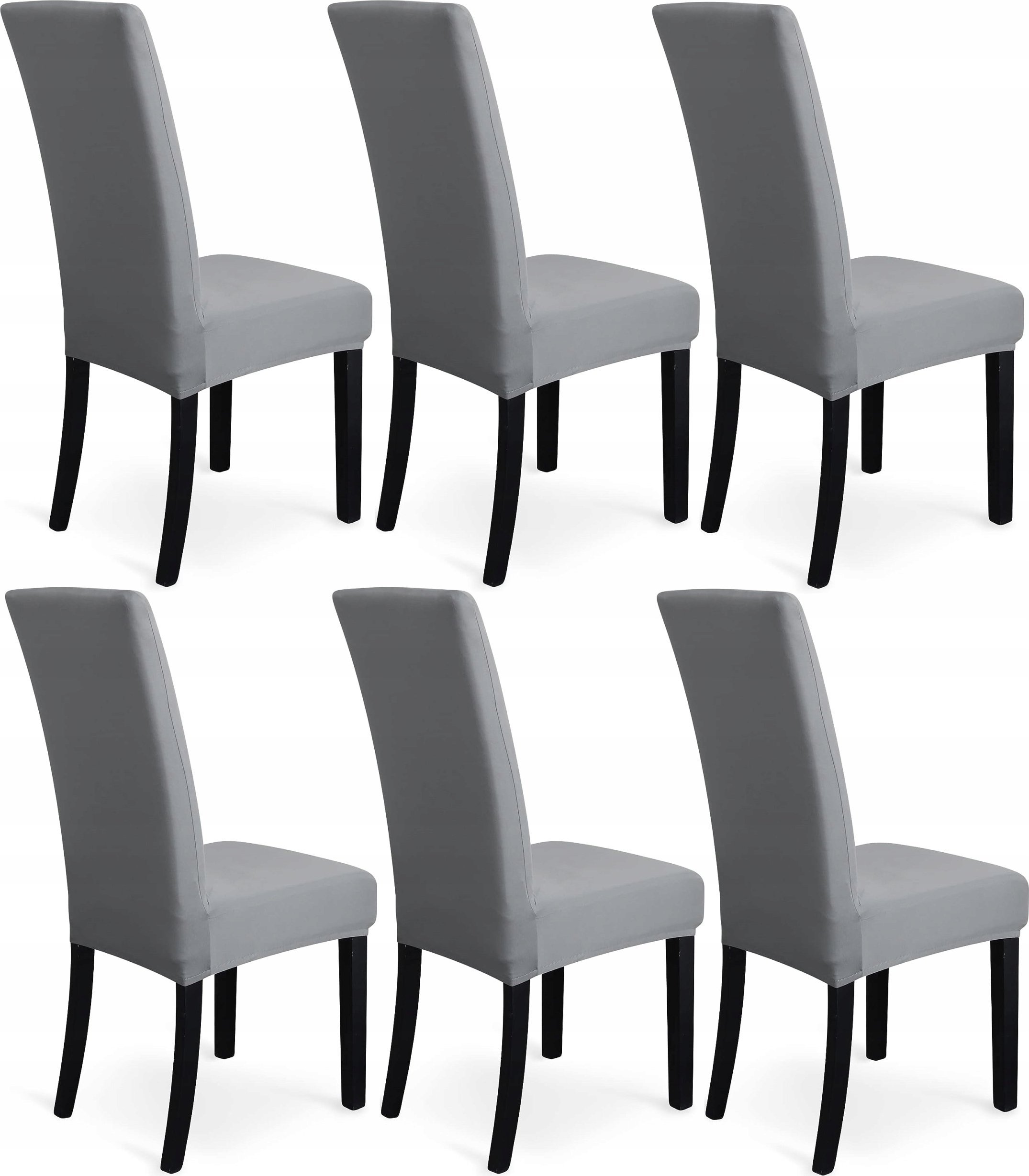 GALAXIA POKROWCE NA KRZESŁA 6 SZT Uniwersalne Elastyczne Pokrowiec Krzesło SZARE