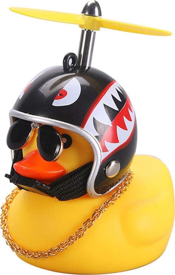 Korbi GUMOWA KACZKA DO AUTA ROWERU KASK KACZUSZKA ZE ŚMIGŁEM OKULARAMI PREZENT