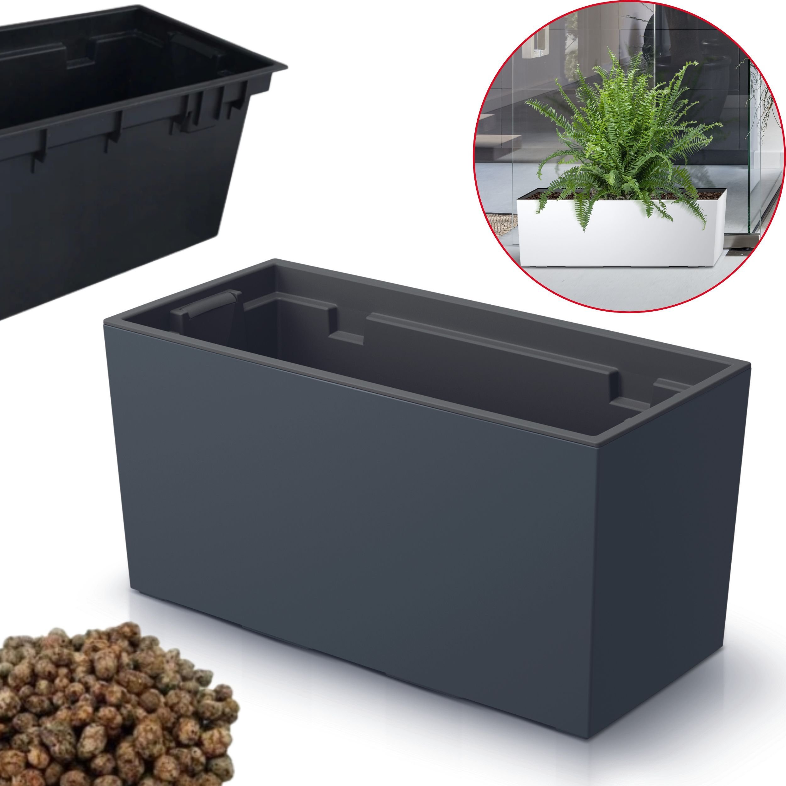 Prosperplast Doniczka podłużna Urbi DUC400 + keramzyt 1l Skrzynka + wkład