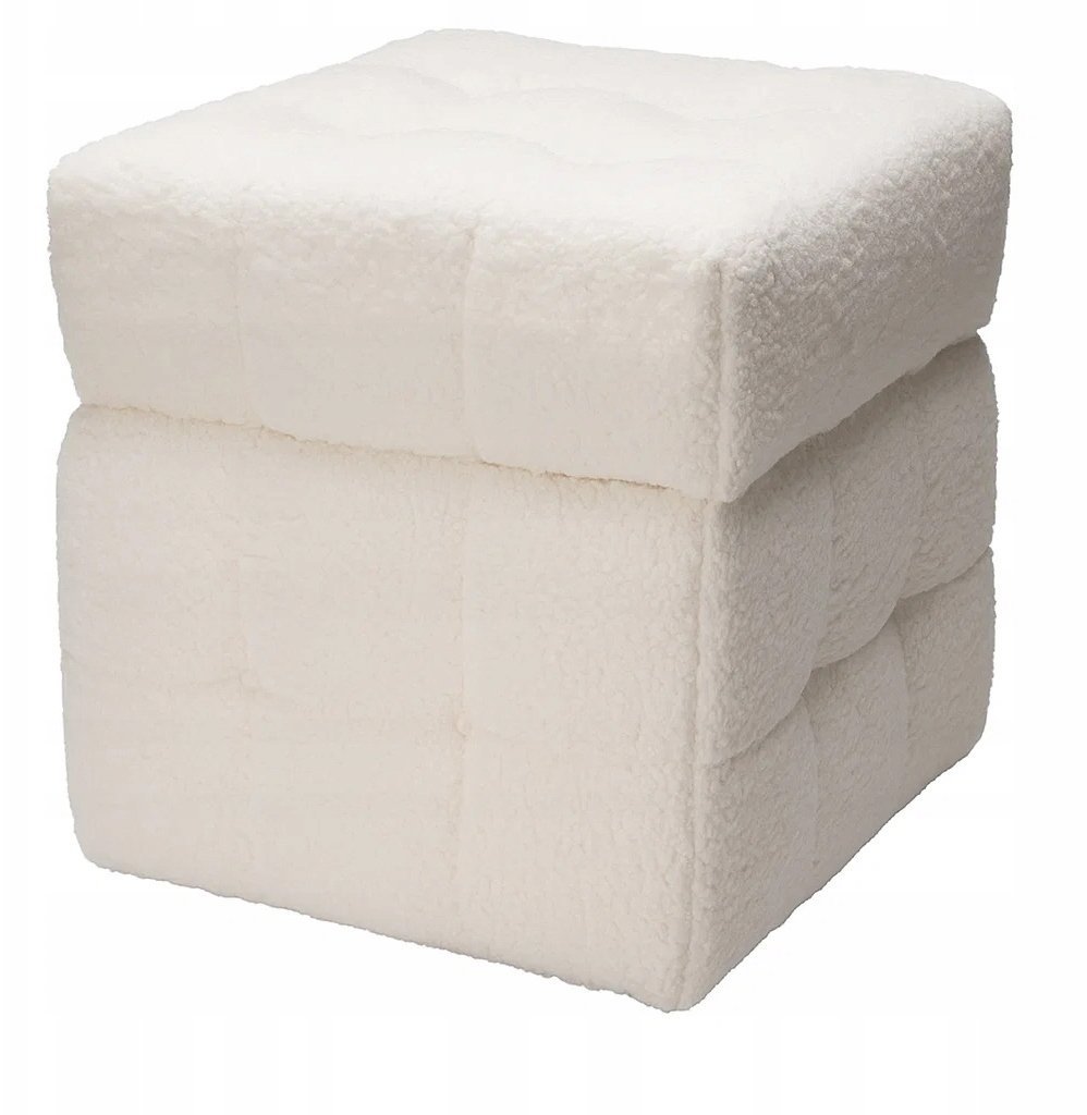 Home Styling Collection Pufa z schowkiem kostka SQUARE, tapicerka owcza, 38 x 38 x 37 cm