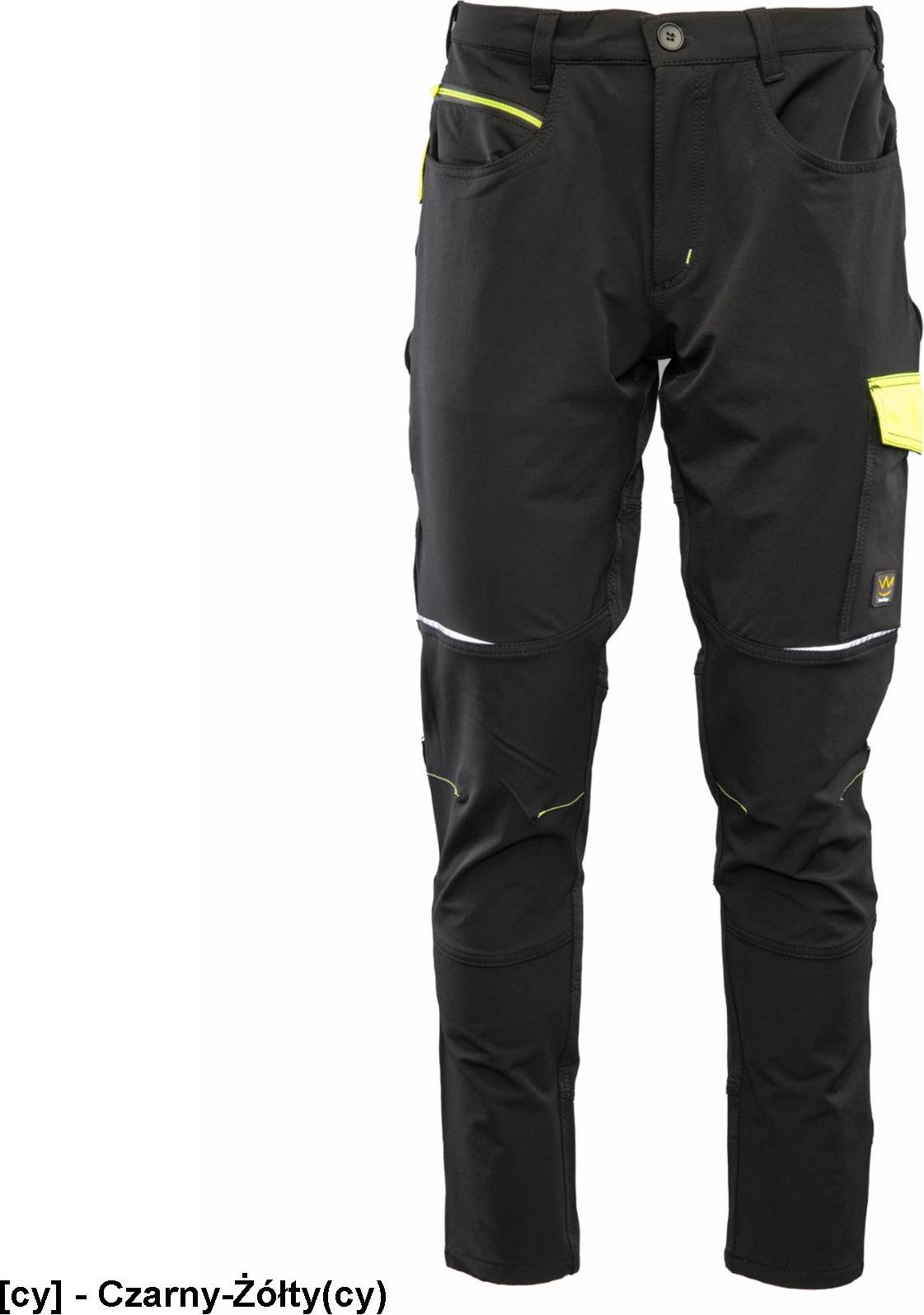 Polstar ARSS - Spodnie softshell RIVAL w kolorze czarno-żółtym 260 g/m2 48