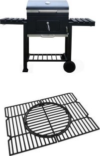 kontrast Grill węglowy premium na kółkach pokrywa półki ruszt żeliwny BBQ 1010