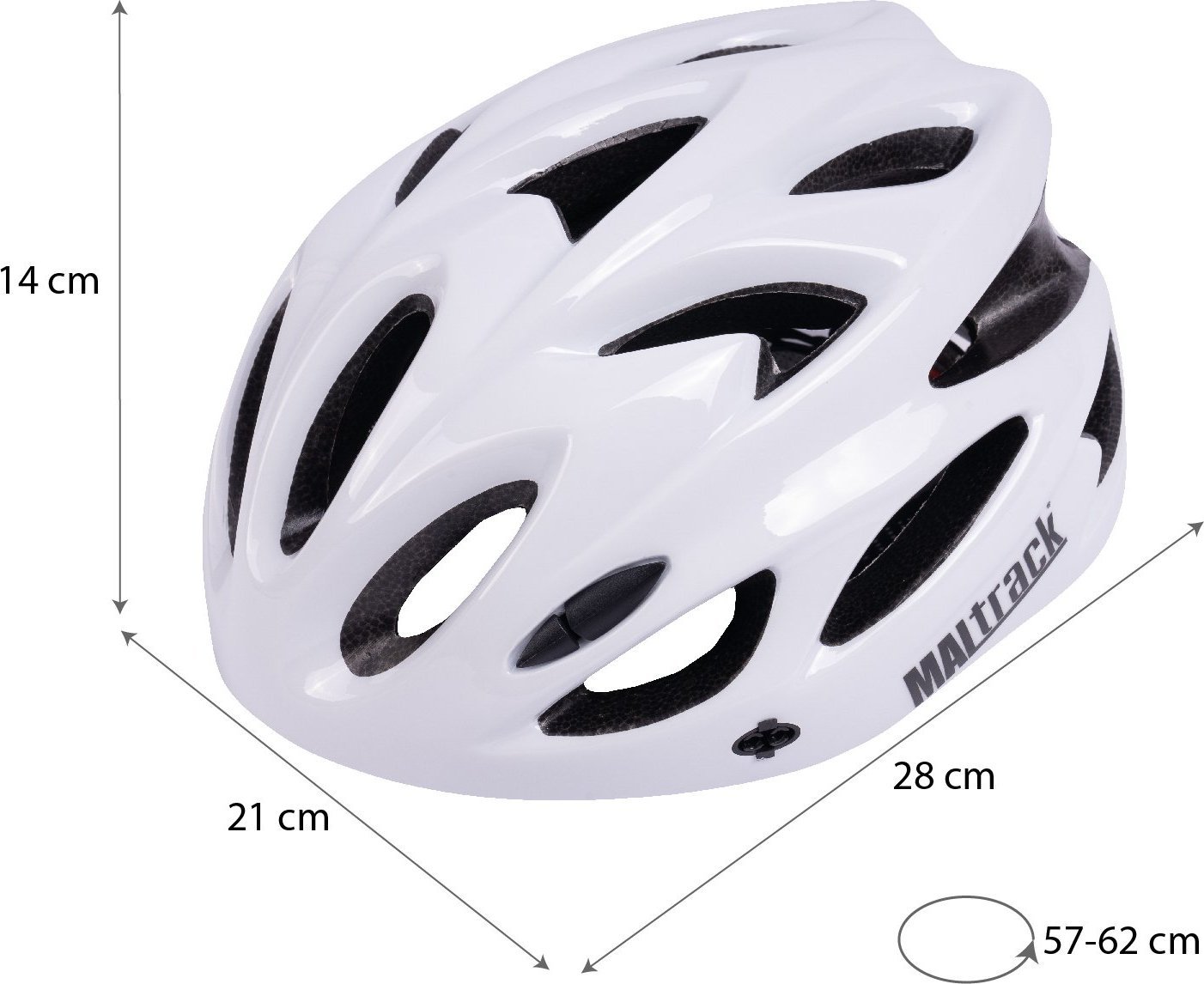 MalTrack Kask Rowerowy Damski Męski Sport Regulowany 57-62 BIAŁY