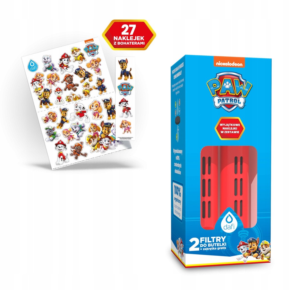 2 filtry nakrętka do butelki Psi Patrol Marshall