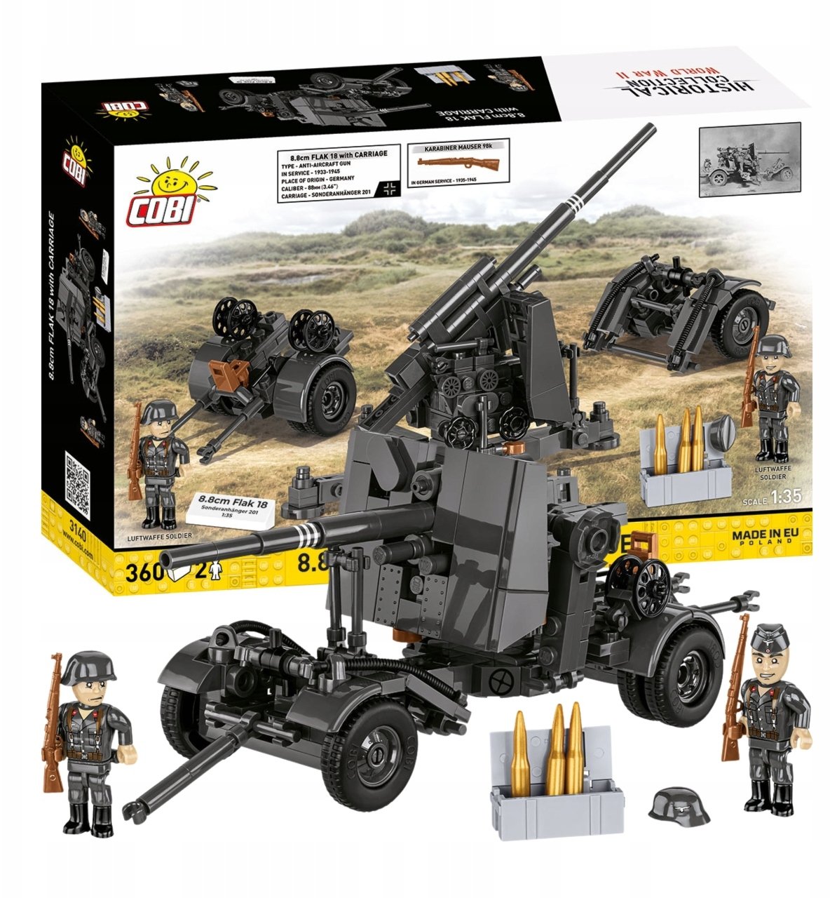 Klocki 8.8 cm Flak z wózkiem 360 klocków