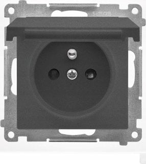 Kontakt-Simon Simon 55 Gniazdo do wersji IP44 z uszczelką (moduł), szybkozłącza. Klapka w kolorze pokrywy Grafitowy mat TGZ1BCZ.01/116