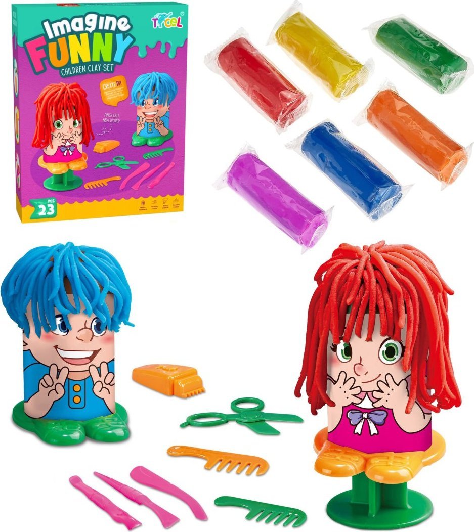 MASA PLASTYCZNA FRYZJER Z AKCESORIAMI 1SZT