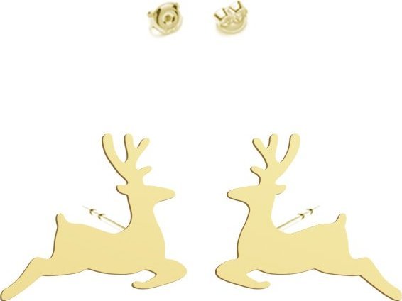 Radziszewska Jewellery Kolczyki Pozłacane z Reniferami Boże Narodzenie