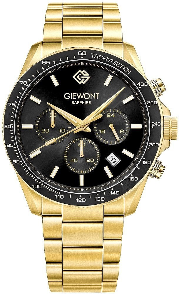 Zegarek Giewont Zegarek Męski Chronograph Sapphire Złoto Czarny GW3520-B4